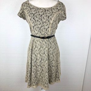 Maurices Layered Knee-Length Belted Lace Dress